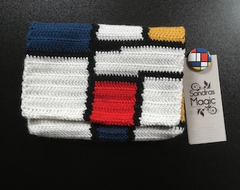 Small purse Mondrian art inspired gift envelope artistic multicolor small bag