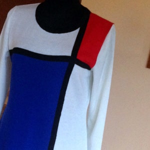 Mondrian 60s Color Block Mod Vintage Style Dress, Knitwear Fashion ...