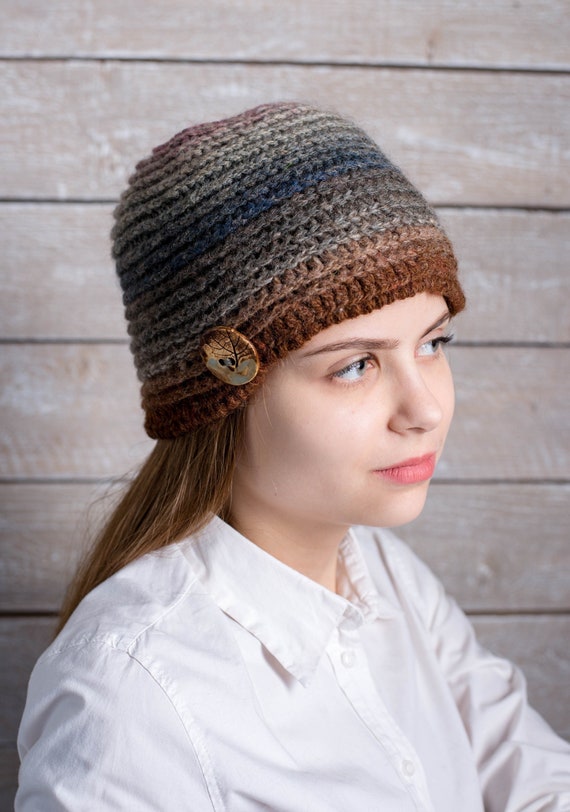 Chapeau femme, chapeau bonnet élégant calotte chic, crochet en