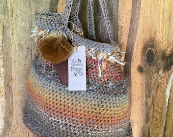 Crochet handmade bag extra large tote bag market bag purse multicolored casual bohemian boho style unique  crochet handbag shopping Bag