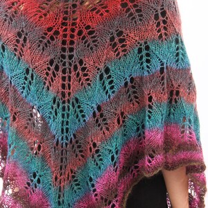 Rainbow hand knitted lace shawl, Triangle wrap, shawl with tassel, gift for her 画像 7