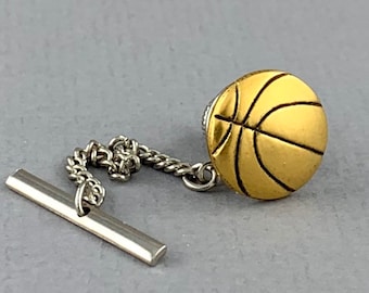 Basketball - antique gold plated finish tie tack, baller gift, gift for Dad, husband, sport fan gift