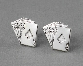 A Bit of Luck - antique silver plated finish post earrings - P146