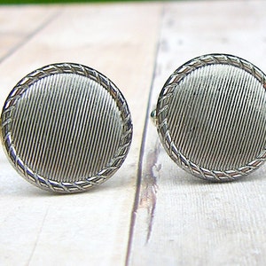 Grooved Vintage glass button repurposed, up-cycled cufflinks, wedding, gift for Dad, groomsman, groom image 2