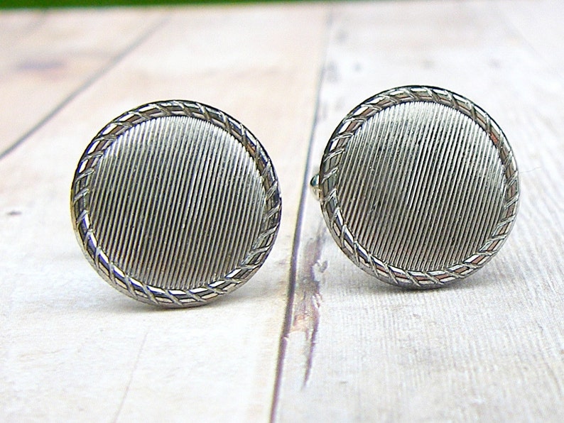 Grooved Vintage glass button repurposed, up-cycled cufflinks, wedding, gift for Dad, groomsman, groom image 2