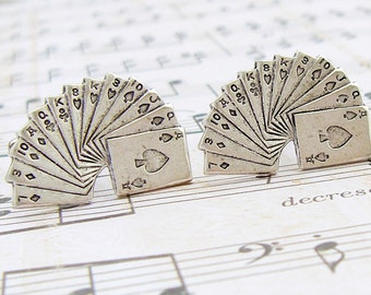 Flush - antique silver plated deck of playing cards cufflinks