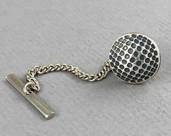 Golf Ball - antique silver plated finish tie tack, golfer gift, gift for Dad, husband, sport fan gift