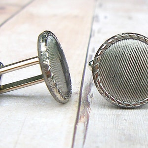 Grooved Vintage glass button repurposed, up-cycled cufflinks, wedding, gift for Dad, groomsman, groom image 3