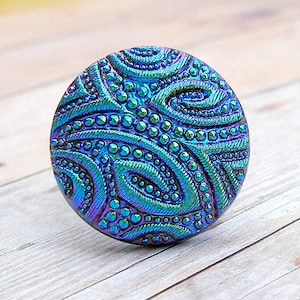 Swirl - adjustable Vintage glass button ring