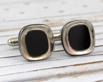 Irregular Square - Vintage glass button cufflinks, wedding, groomsman, groom, father cufflinks