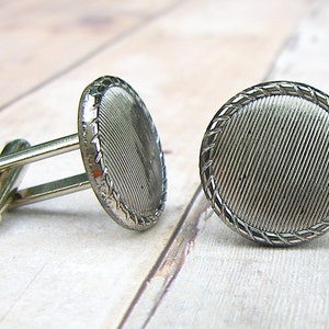 Grooved Vintage glass button repurposed, up-cycled cufflinks, wedding, gift for Dad, groomsman, groom image 4