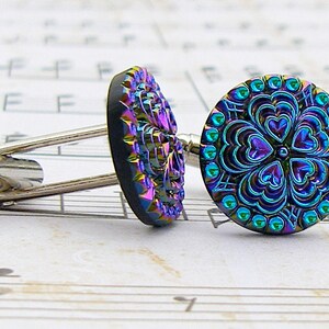Paper Hearts - Vintage glass button cufflinks, repurposed, up cycled cuff links