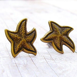 Brass Starfish post earrings - P159