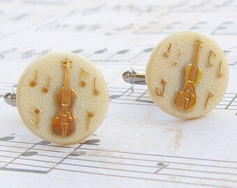 Violin - Let the Music Flow Collection - Vintage glass element cufflinks