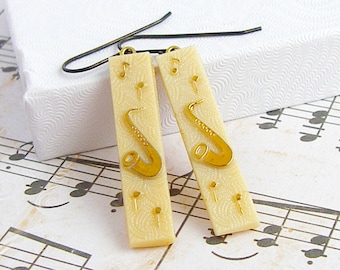 Saxophone earrings - Let the Music Flow Collection - Vintage glass earrings