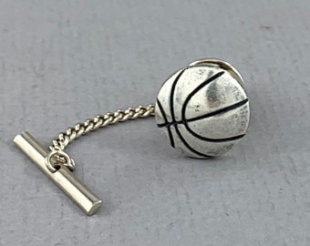 Basketball - antique silver plated finish tie tack