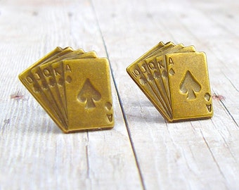 A Bit of Luck - antique brass finish post earrings - P145