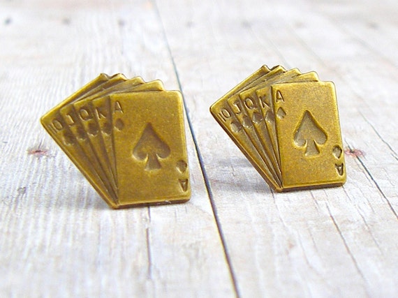 A Bit of Luck - antique brass finish post earrings - P145