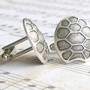 Turtle Shell - antique silver plated cufflinks, steampunk