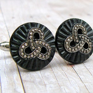 Knot - Vintage glass button cufflinks, wedding, groomsman, groom, father cufflinks
