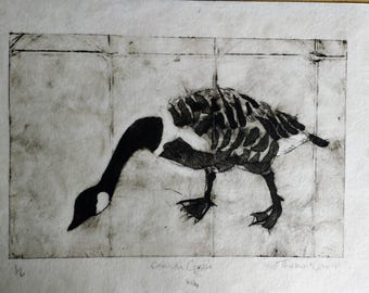 Canada Goose tetrapak drypoint print