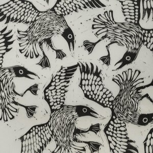 Screech of Seagulls | limited edition hand pulled A3 black and white linocut print image 7