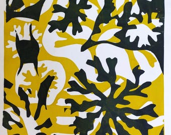 Shoreline | seaweed and mermaids purses, a hand-pulled limited edition multi-layer screen print