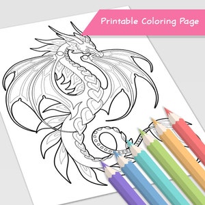 Fire Dragon Coloring Page, Flying Dragon, Cute Dragon Coloring Page
