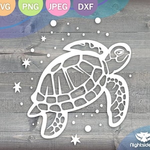 Archivos de corte de tortuga marina celestial para Cricut y Silhouette .svg .png .dxf .jpg