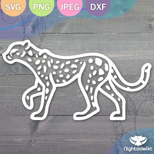 Cheetah Walking Outline Cut Files for Cricut and Silhouette .svg .png .jpg .dxf