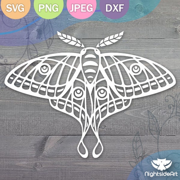 Moon Moth Cut Files for Cricut and Silhouette Luna Moth Clipart .svg .png .jpg .dxf