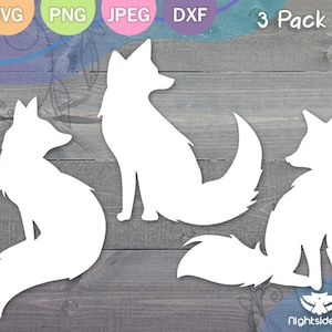 Fox Svg, Fox Silhouette, Fox Bundle , Cute Fox SVG Cut Files for Cricut and Silhouette .svg .png .jpg .dxf