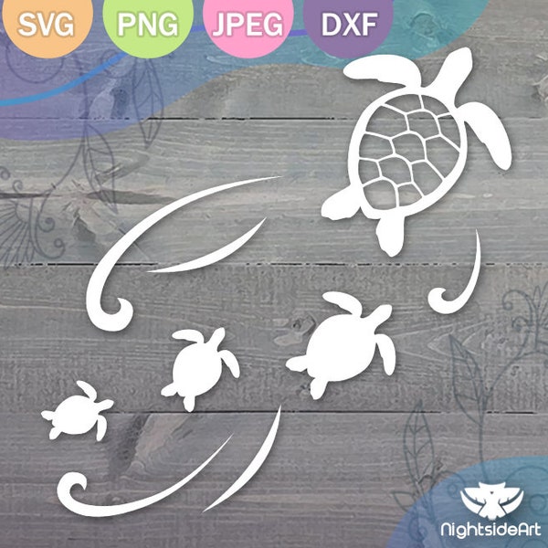 Sea Turtle Family Cut Files for Cricut and Silhouette .svg .png .jpg .dxf