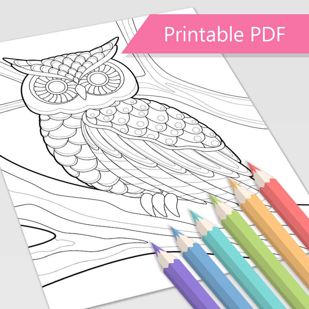 Great Horned Owl Coloring Page - Etsy