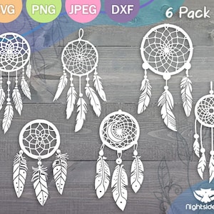 Dreamcatcher Bundle 6 Pack Cut Files for Cricut and Silhouette .svg .png .jpg .dxf