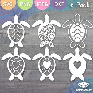 Sea Turtle Bundle 6 Pack Cut File for Cricut and Silhouette. Sea Turtle svg, png, jpg, dxf