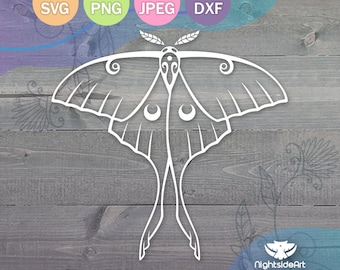 Pliki do cięcia Luna Moth dla Cricut i Silhouette .svg .png .jpg .dxf