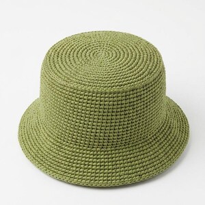 Sage Green Crochet Raffia Bucket Hat, Handwoven Summer Sun Hat, Breathable Beach Wear