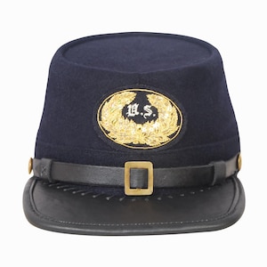 Union Army Kepi Hat | Dark Blue Wool Cavalry Cap, U.S. Insignia, Civil War Reenactment