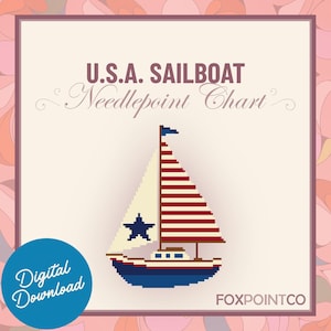 Modello digitale PDF per ricamo a punto croce/barche a vela USA