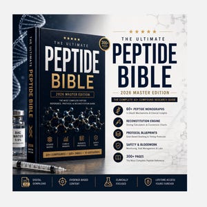 Przewodnik po peptydach w formacie PDF, ponad 300-stronicowy podręcznik terapii peptydowej, ponad 60 peptydów badawczych, dawkowanie peptydu GLP-1, rekonstytucja, tabela mieszania, układanie w stosy