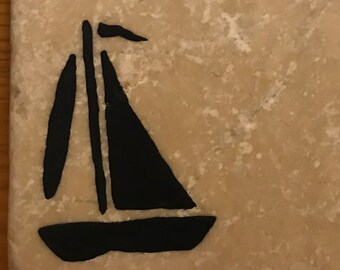 Barche a vela Stone Tile Coaster Set