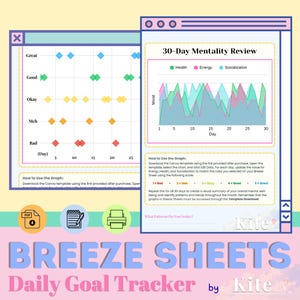Colorful Daily Goals ADHD Reflection Planner | Canva Life Dashboard Template | Printable & Fillable PDF