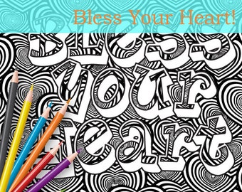 Bless Your Heart - Malseite zum Ausdrucken - Aquarell zum Ausmalen