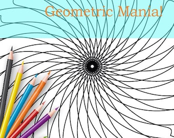 Geometric Mania - Ausmalseite zum Ausdrucken - Aquarell Wandbild - Spirale