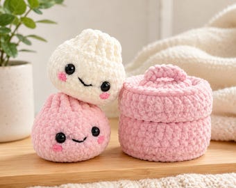 Patrón de ganchillo para dulce dumpling en PDF / Peluche amigurumi y cesta de almacenamiento (descarga digital)