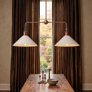 Rustic metal brass Linear Pendant Light