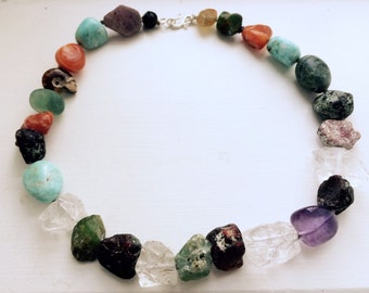 Multi Stone Necklace  with silver clasp