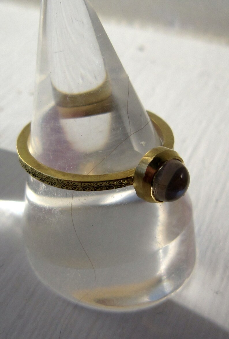 Gold hammered moonstone ring image 3