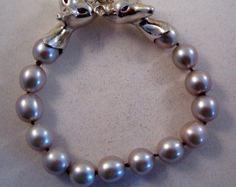 Zilver en Pearl vos hoofd armband